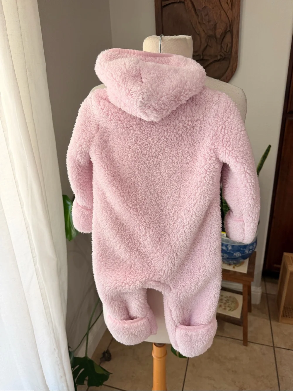 Nike Baby Sherpa Hooded Bunting Snowsuit Pink Fleece 9M One Piece